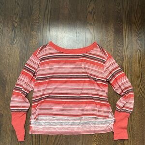 Pilcro Striped Red and White Long Sleeve Top